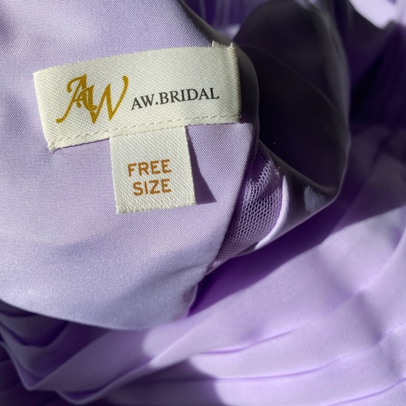 Lavender AW Bridal Knee Length Bridesmaid Dress - Picture 3 of 3
